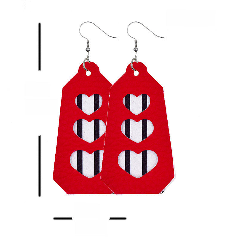 Wholesale In stock wholesale Valentine's Day series suit leather earrings cross-border creative personality love heart leather earrings